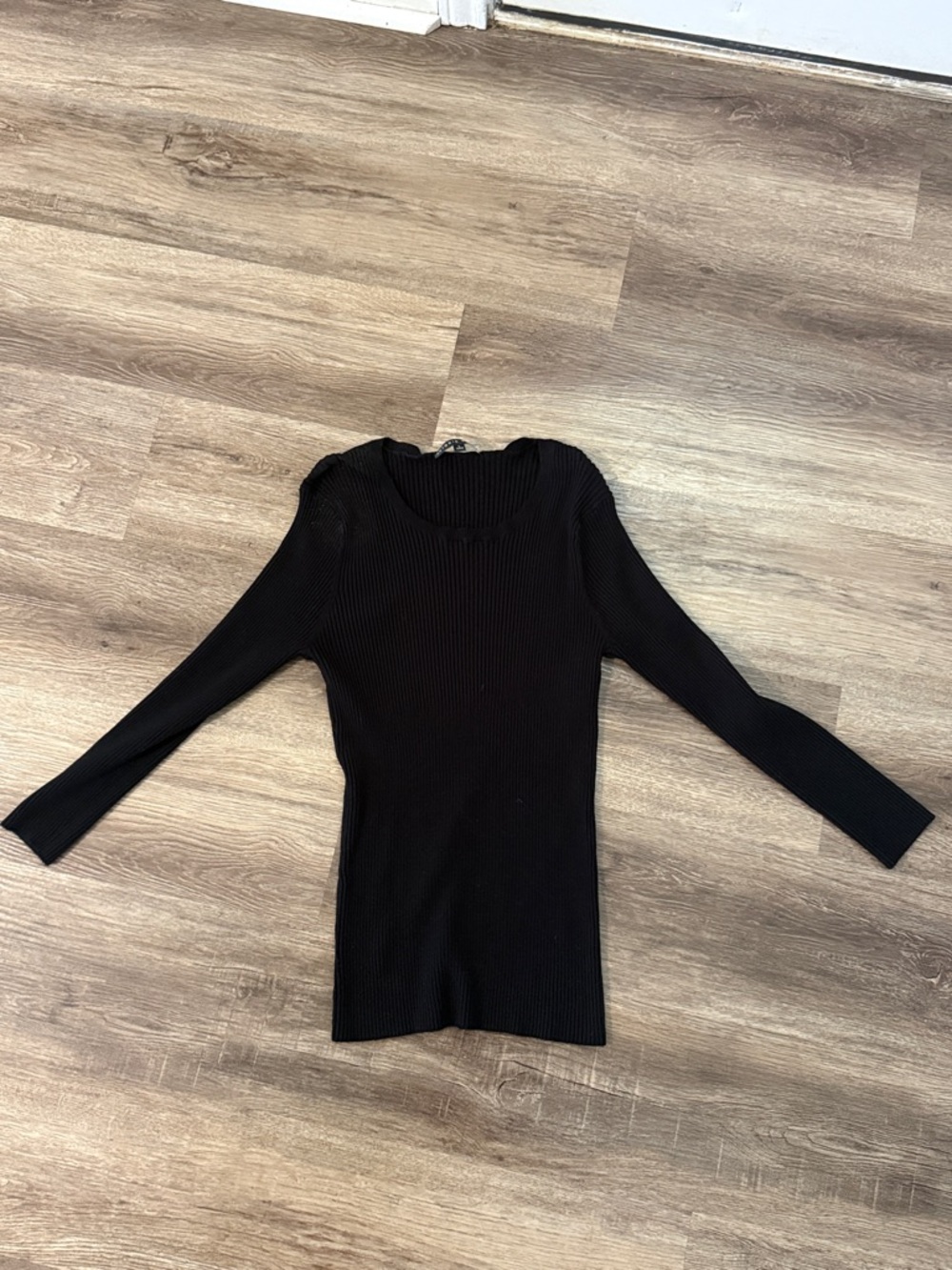 ANTONIO MELANI Black Ribbed Long Sleeve Top